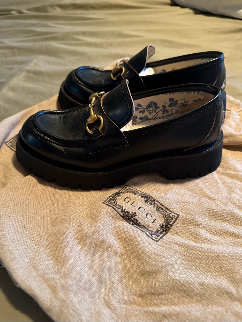 Gucci Harald Horsebit Platform/Lug-Sole Loafers